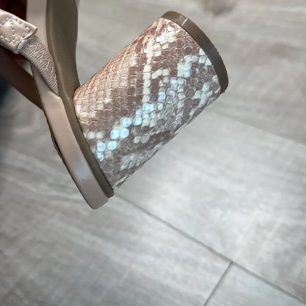 DV DOLCE VITA Women’s Myla Nude Faux Snakeprint Strappy Block Heel Sandals